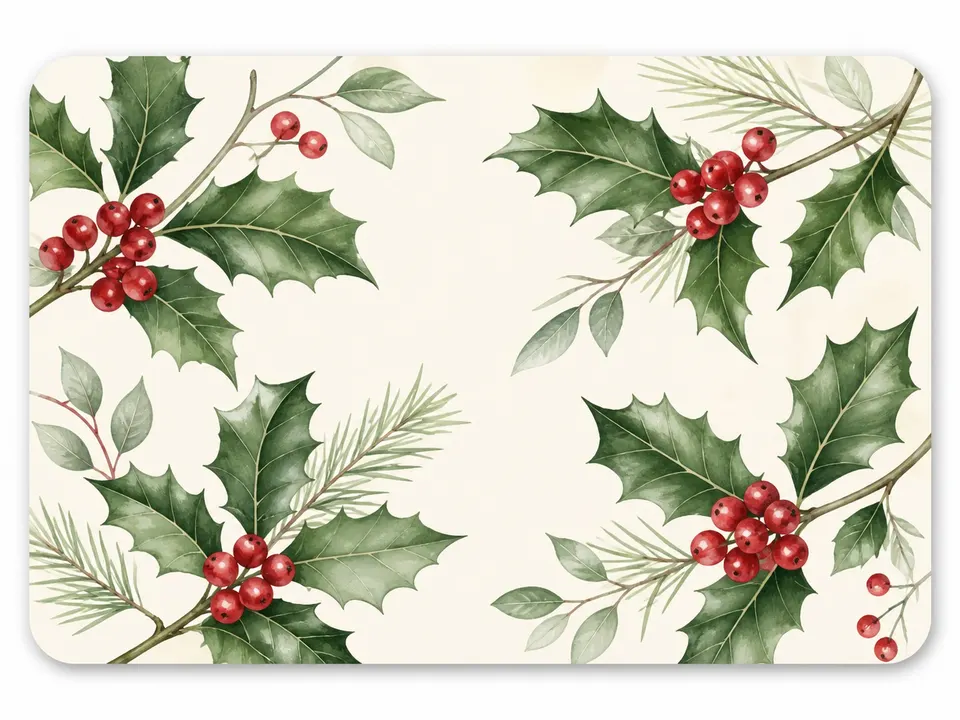 Soft Holly Berries card skin artwork