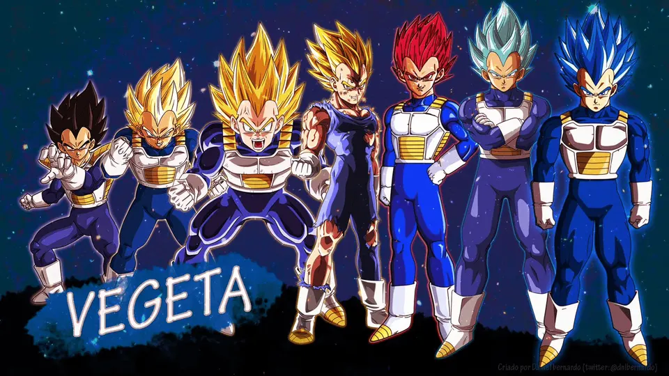 Vegeta All Forms Lineup card skin artwork