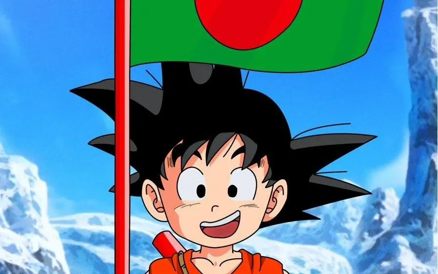 Kid Goku Flag Wave card skin artwork