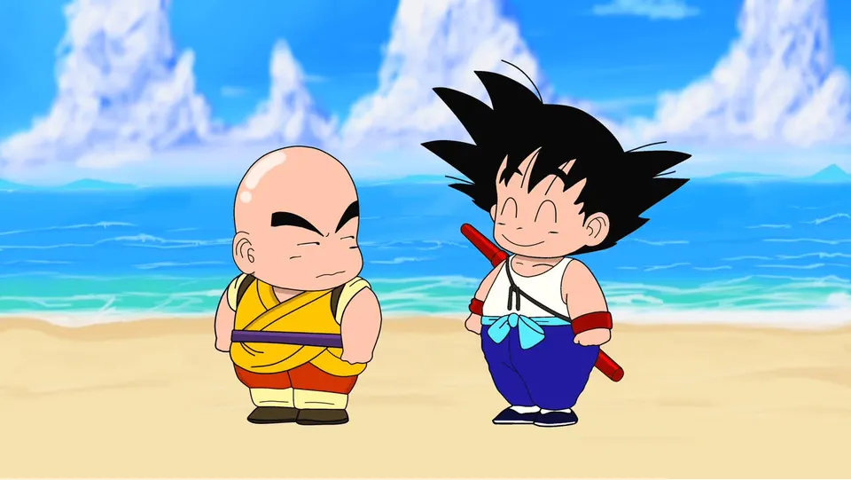Kid Goku & Krillin Beach card skin artwork
