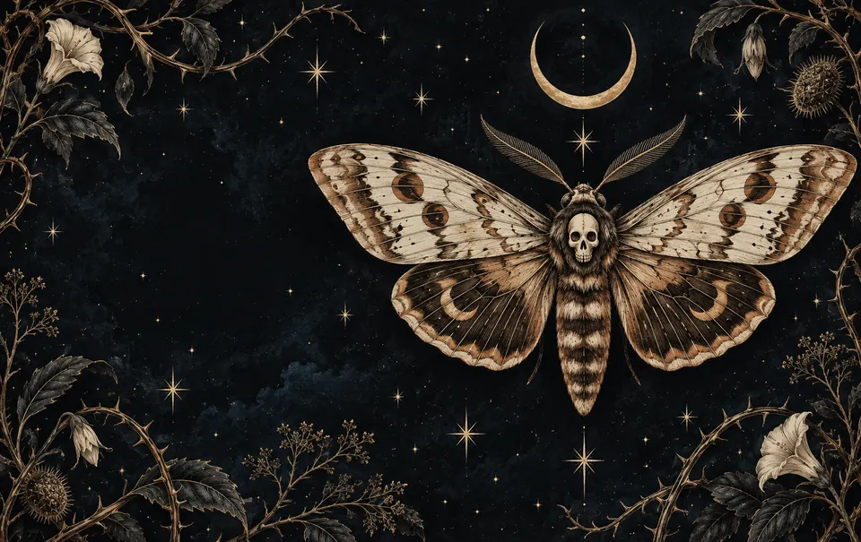 Moth and Moon card skin artwork