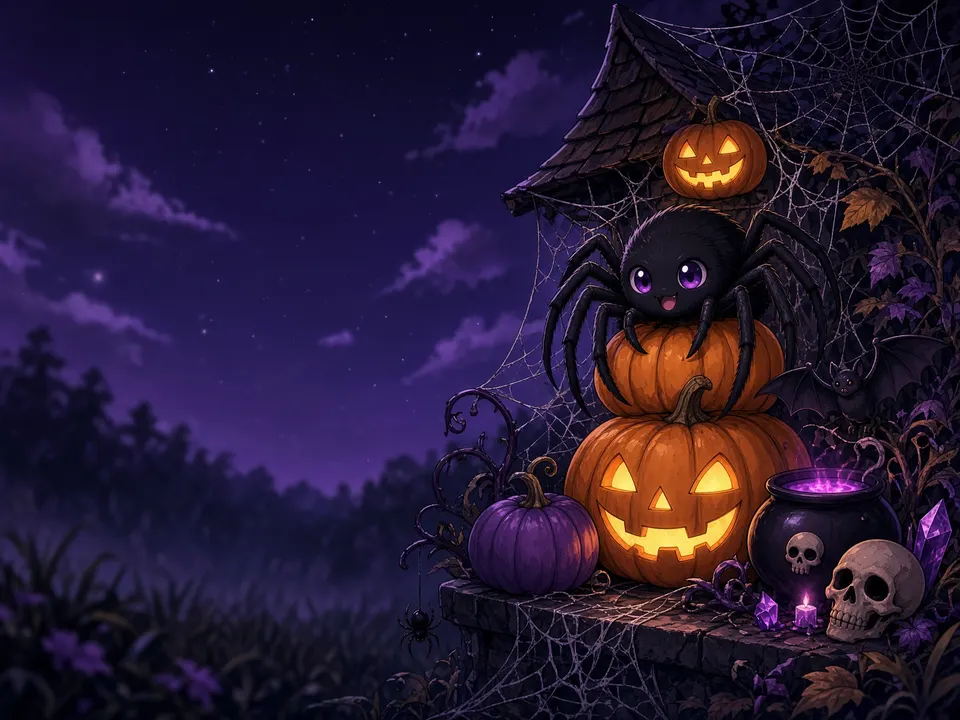 Spider Pumpkin Perch card skin artwork