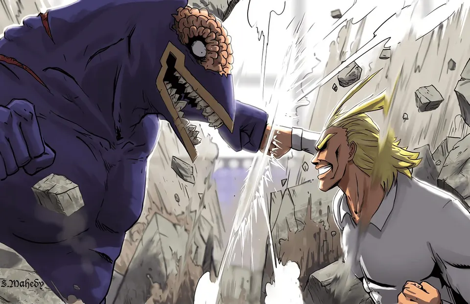 All Might vs Nomu card skin artwork