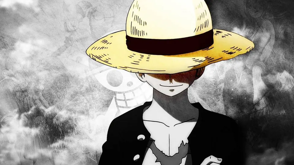 Luffy Straw Hat B&W card skin artwork