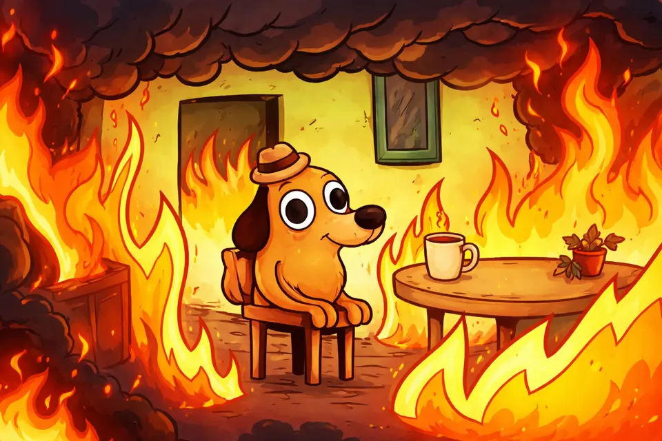 This Is Fine card skin artwork