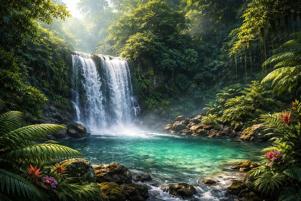 Tropical Waterfall card skin artwork