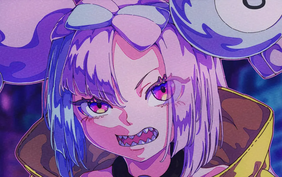 Neon Streamer Girl card skin artwork