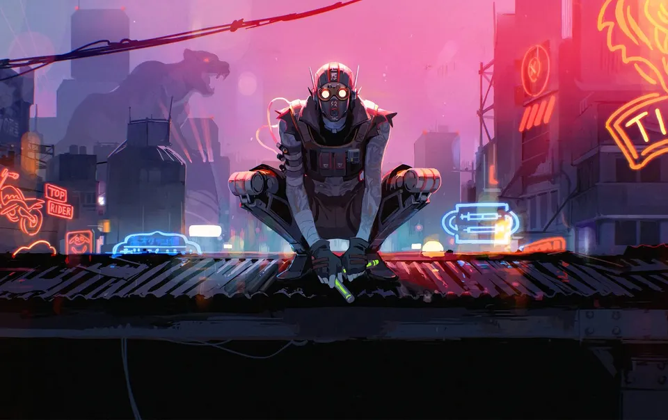 Neon Rooftop Octane card skin artwork