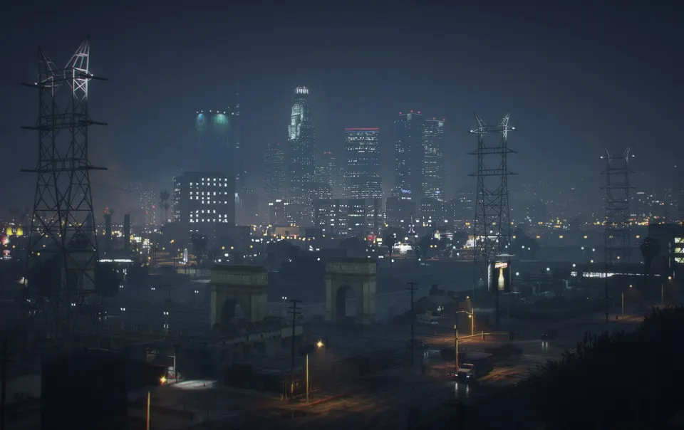 Foggy Downtown Night card skin artwork