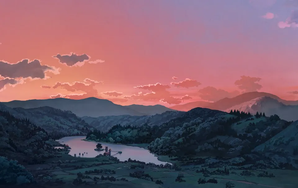 Lakeside Sunset Hills card skin artwork