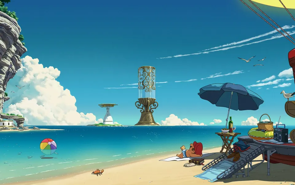 Mario Beach Day card skin artwork