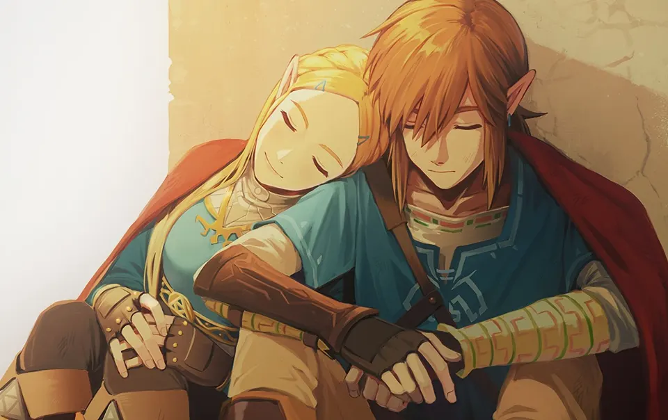 Link and Zelda Rest card skin artwork