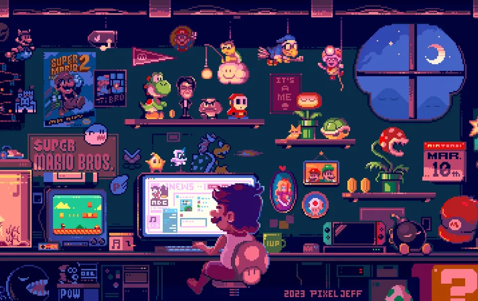 Mario Desk Night card skin artwork