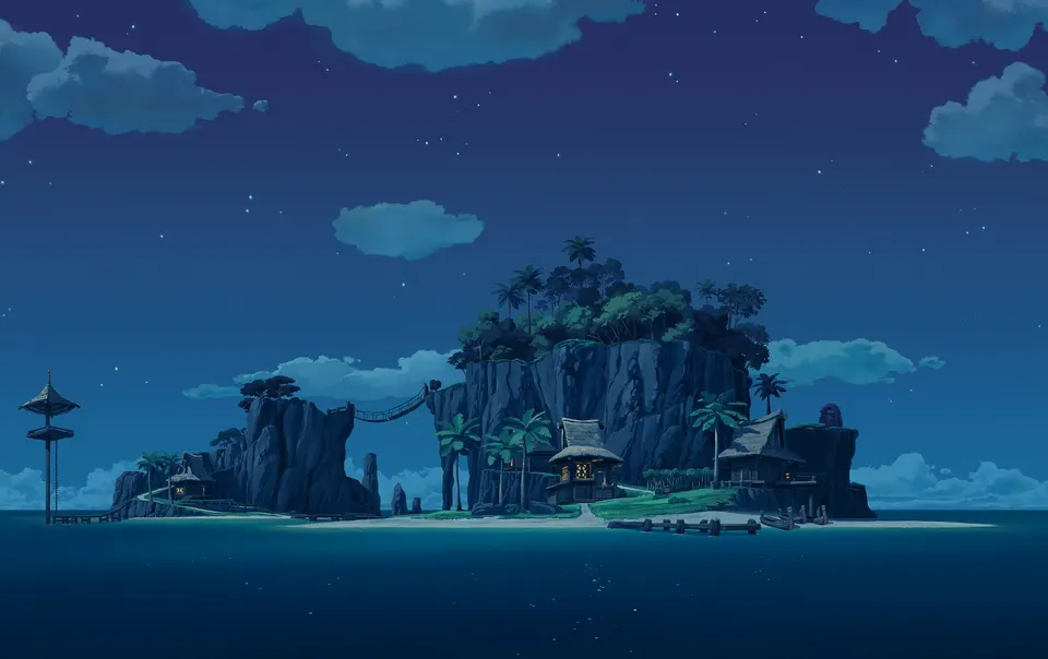 Starry Island Village card skin artwork