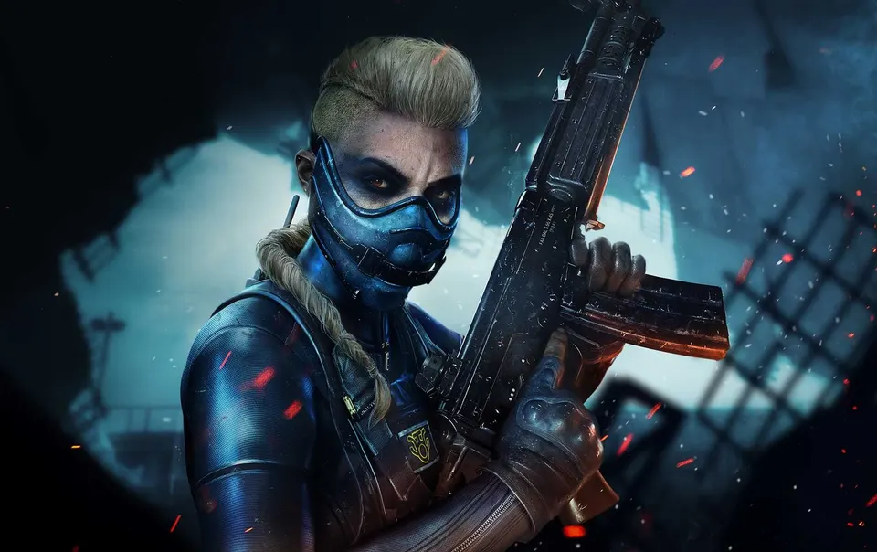 Masked Blue Operator card skin artwork