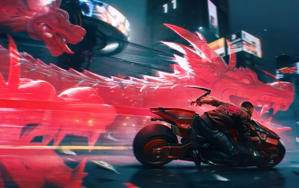 Neon Dragon Chase card skin artwork
