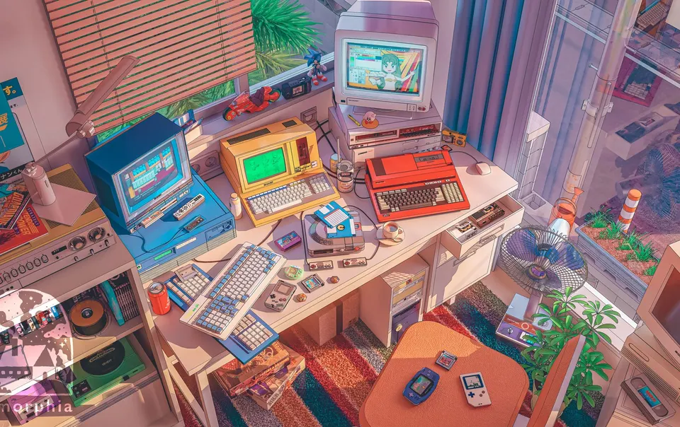 Retro Gaming Desk card skin artwork